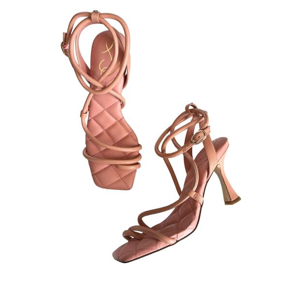 Sam Edelman Shoes - Sam Edelman Women's Peach Leather Strappy
Ankle Strap Formal Heel Sandals 7.5